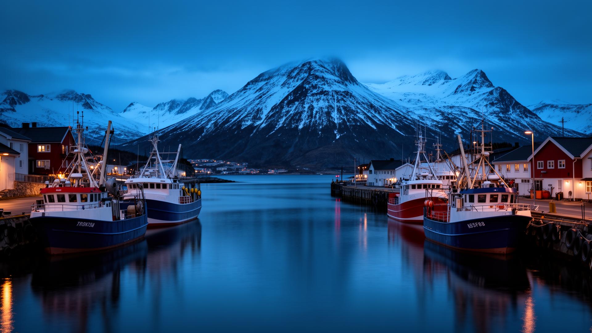 Tromsø havn ved blå time